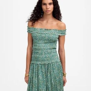 Madewell Strapless Teal Floral Dress
